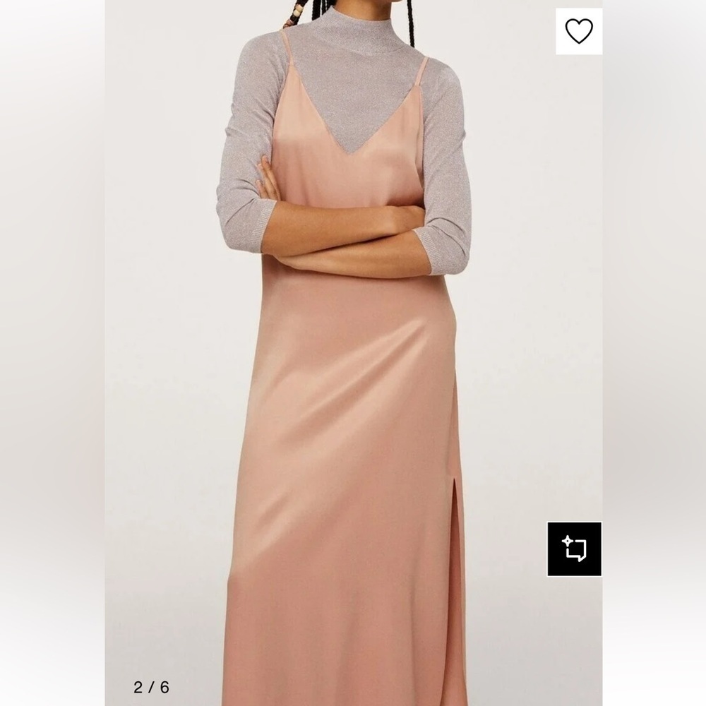 Mango MNG Blush Pink Midi or Maxi slip dress size small